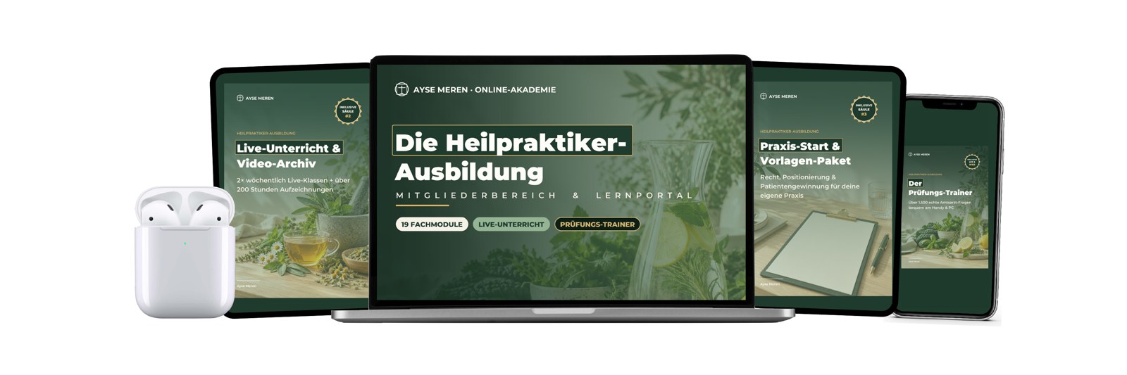 Die Online-Heilpraktikerausbildung auf Laptop, Tablet und Smartphone